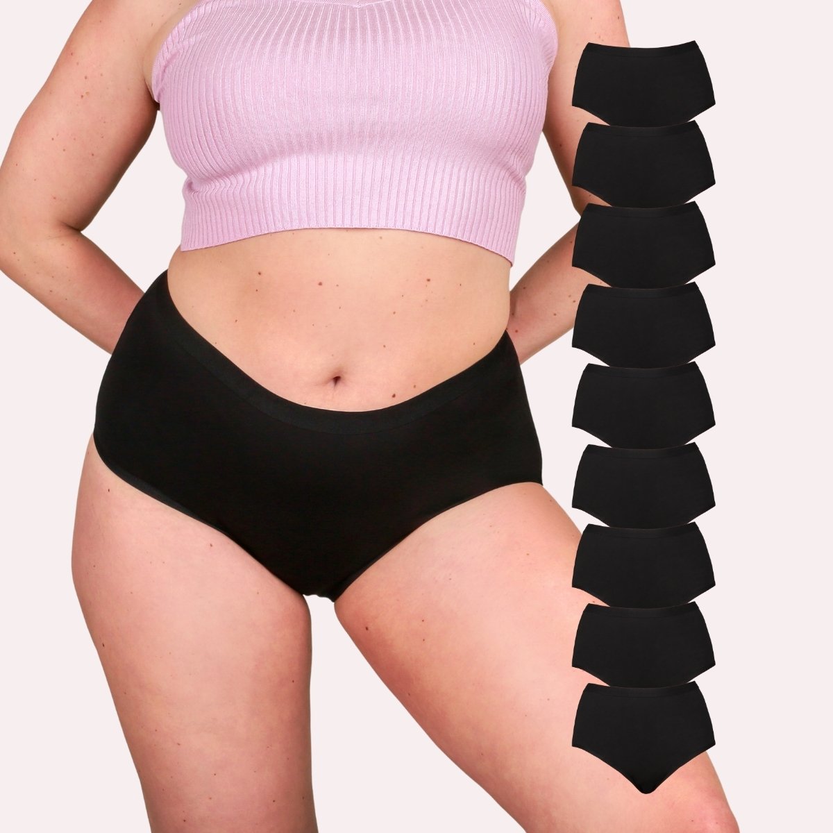 9er Pack Periodenunterwäsche Comfort ultra schwarz Curvy