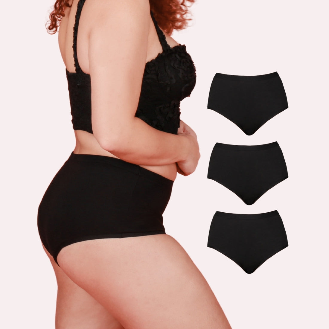 3er Pack Periodenunterwäsche Comfort  ultra schwarz Curvy