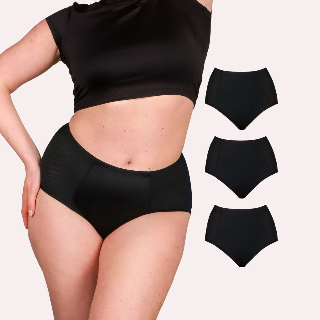 3er Pack Periodenunterwäsche Taynie Highwaist ultra schwarz Curvy