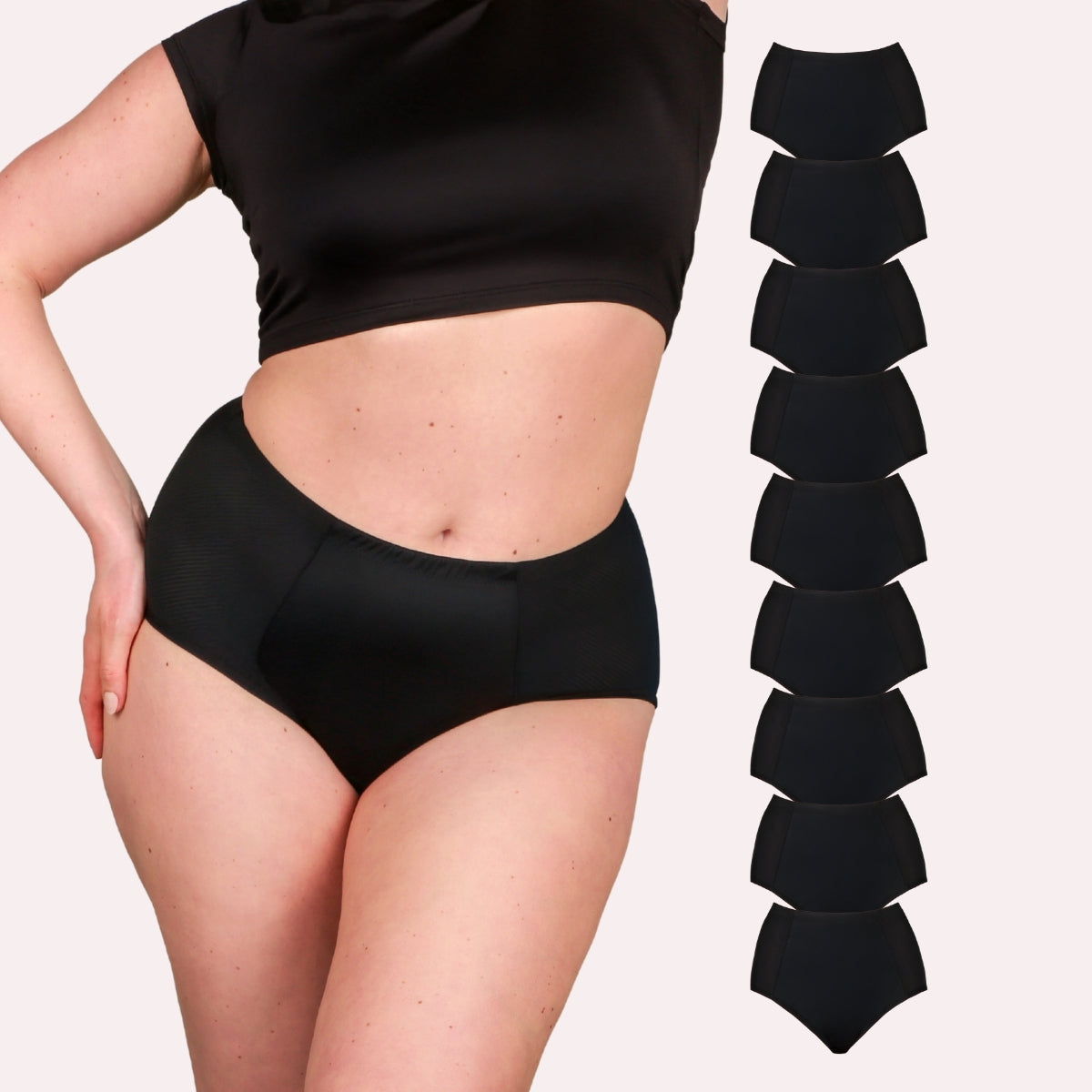 9er Pack Periodenunterwäsche Taynie Highwaist ultra schwarz Curvy